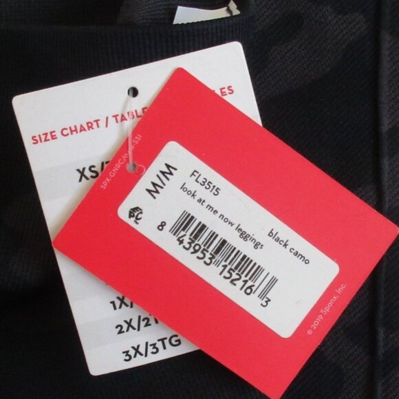 New SPANX Leggings Size Medium High Waisted Black Camo - Picture 8 of 9